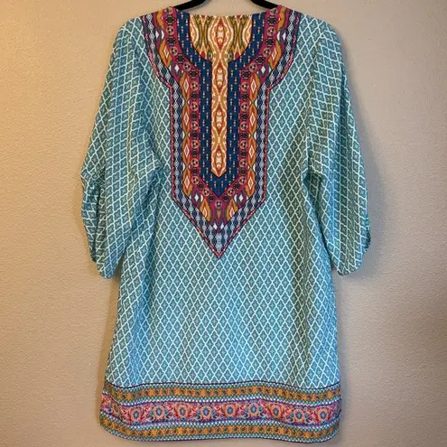 Urban Coco Size LARGE Turquoise Print BOHO Dress Tunic