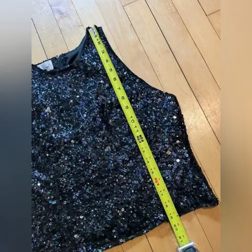 Vintage Sequin Laurence Kazar Crop Top Black Size L