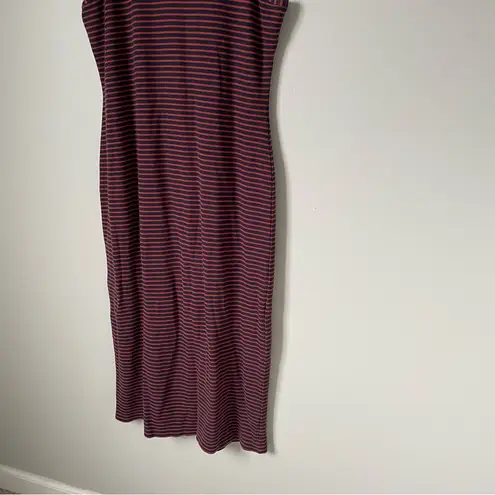 Marine layer Lexi Rib Daytime Midi Tank Dress Cabernet Navy Stripes Size Large