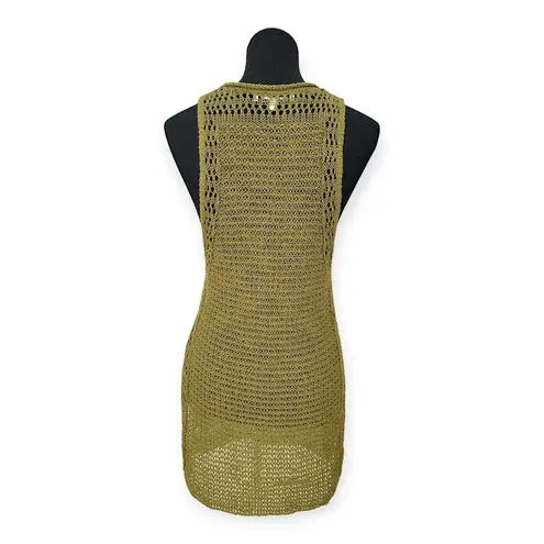 Elizabeth and James | S | Olive Cord Pointelle Knit High Slit Long Sweater Tank