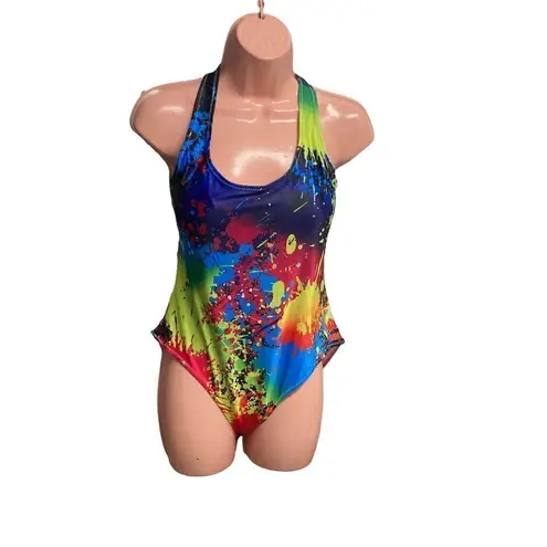 None Paint Splash One Piece Swimsuit Size Large New Without Tags