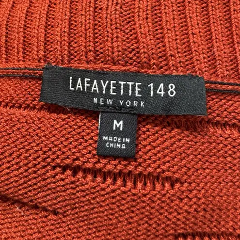 Lafayette 148 Belted Cardigan Sweater Jacket Size M Ribbed Textured Capsule Boho Orange Size M