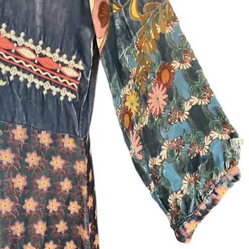 Johnny Was Vember heavily embroidered velvet burnout dress NWT