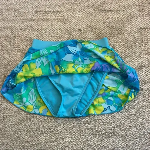 Catalina  Mini Swim Skirt Bottoms Tropical Floral Print Semi-Sheer Overlay S 4/6