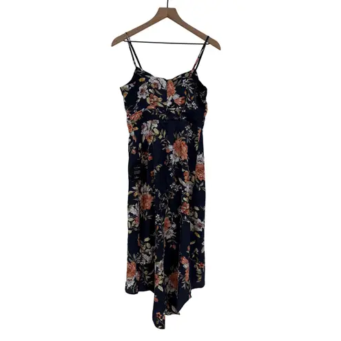 Lulus My Favorite Day Navy Blue Floral Print Tulip Skirt Midi Dress Size M Size M