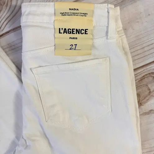 L'Agence L’Agence Nadia High Rise Cropped Straight Blanc White Capri Jeans Revolve