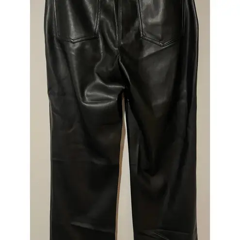 Dynamite  Helena Demi Boot Faux Leather Jet Black Flare Pant Size 6 New w/ Tags