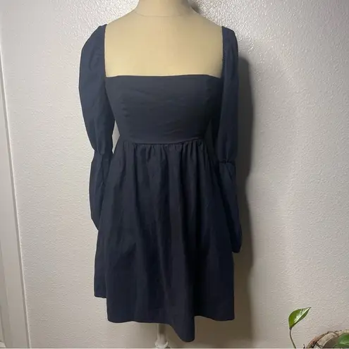 Reformation  Size 2 Solid Black Short Mini Dress Long Pouf Sleeve