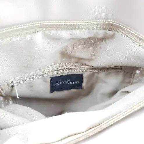 Jackson Beige Crochet Knit Style Double Strap Shoulder Bag Women's Purse