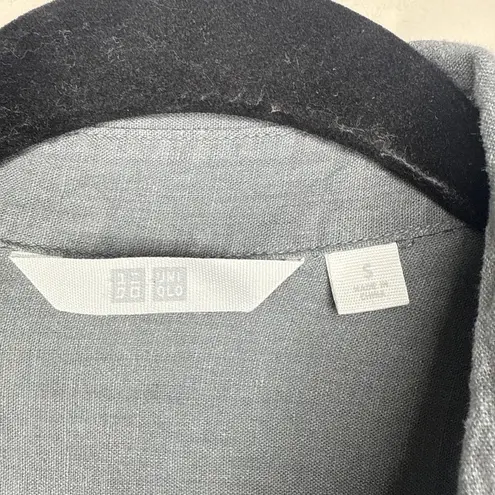 Uniqlo  Linen Blend Button Front Oversized Shirtdress‎ Size Small Lagenlook Gray