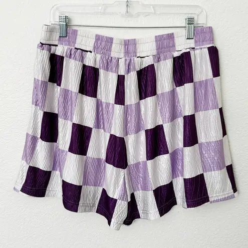 [Bourbon & Belles] Pretty Purple Checkerboard Print Textured Boxer Shorts Sz XL - Image 2