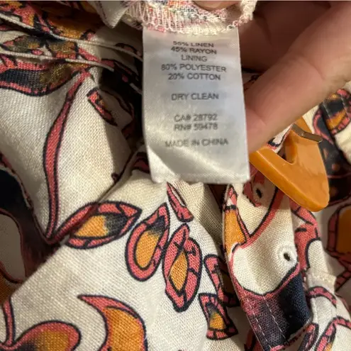 House of Harlow 1960’s Romper Paisley Print Size 8 Ivory Linen Blend Belted