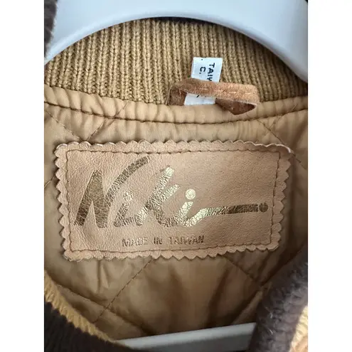 Vintage 80s Suede Leather Bomber Jacket Brown Unisex Mens M / Womens L Classic R Size L