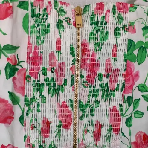 NWT Hill House Home Puff Sleeve Floral Bow Crop Top in White/Pink White