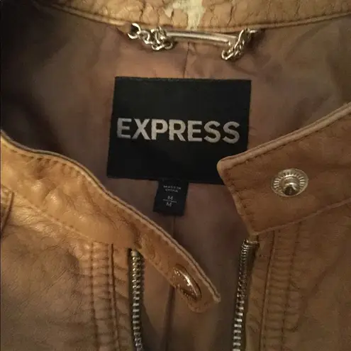 EXPRESS  VINTAGE TAN PLEATHER CAFE RACER MOTO JACKET sz M, AS IS