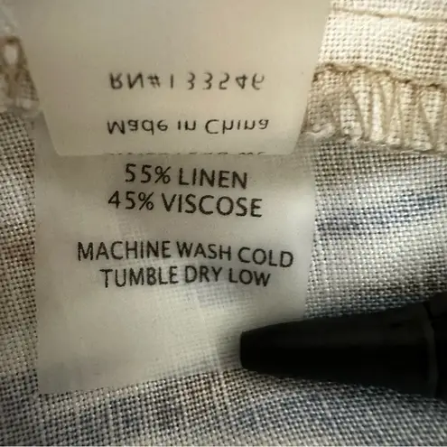 Ecru  Women’s Rice Flat Front Easy Linen Blend Wide Leg Pants Size 14