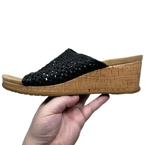 Baretraps “Flossey” Black Slip-On Cork Wedge Sandals Women’s Size 9M