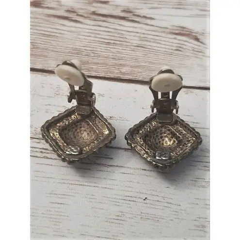 Vintage Clip On Earrings Unusual with Flower Design