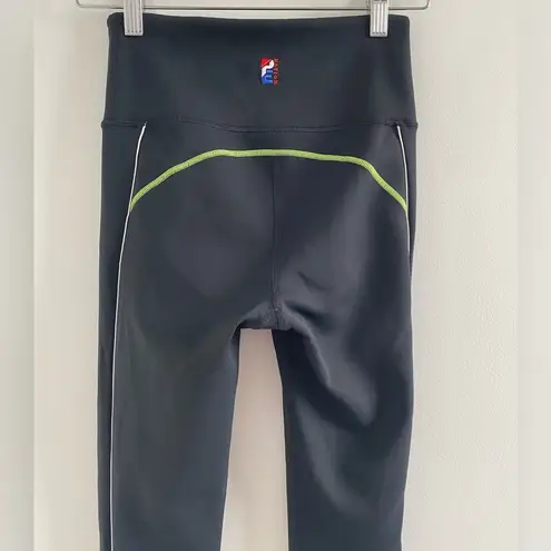 P.E Nation Black, White & Neon Green Three Pointer High Rise Leggings Size XS Black