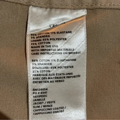 L'Agence L’AGENCE Janelle Cappuccino Coated Jacket Gold Buttons Raw Edge Women Small - Image 9