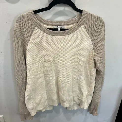 Madewell  Province Cross-Back Pullover Sweater in Colorblock Cream Sz small - Image 1