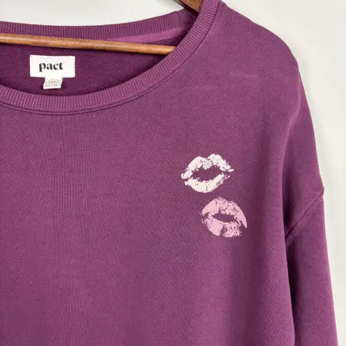 Pact Sweatshirt Womens XL Maroon Kiss Lip Graphic Pullover Sustainable Organic