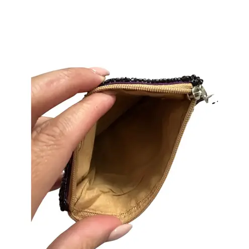 CAPRICORN Beaded Zodiac Astrology Zip Coin Purse Black