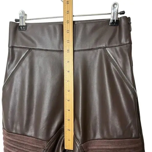 Maniere De Voir Leather & Suede Ribbed Legging In Chocolate Brown Women’s Size 0