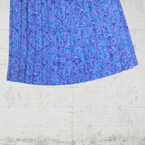 Vintage 1980s Blue Paisley Leslie Fay 3 Piece Skirt Blouse Scarf Set Size 10 Black