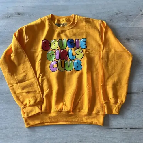 Gifted Apparel NYC Bougie Girls Club Bubble Design Sweatshirt Gold S NWT