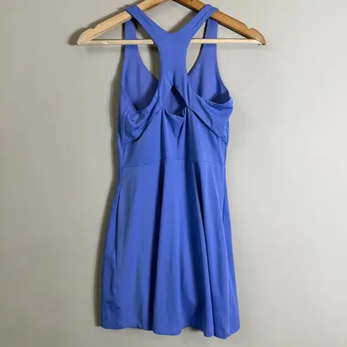 Girlfriend Collective Alpine Lola V-Neck Mini Dress Women's Small Blue Tennis