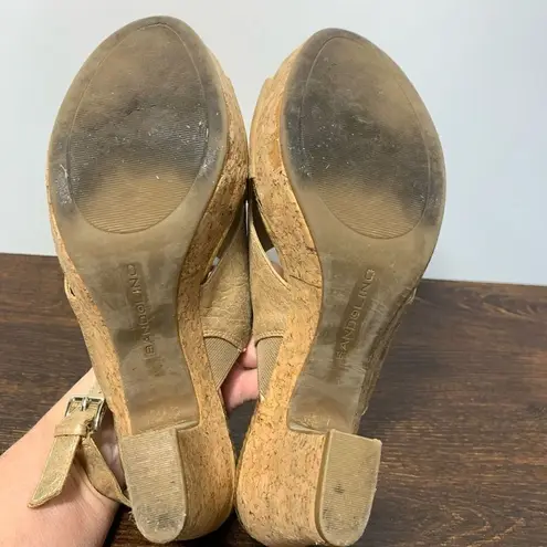 Bandolino Mopina vegan gold metallic cork sandal, Heel size 9 