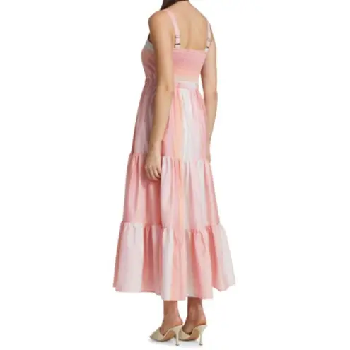 Tanya Taylor Size 16 Pink Tiered Claire Sun dress Pastel Stripe Coastal Wedding