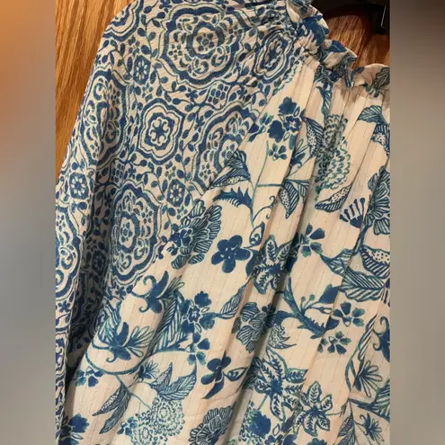 House of Harlow 1960 Boho Blue Floral Fringe Tiered Babydoll Mini Dress Small