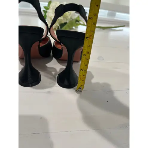 Black Satin Slingback Heels Crystal Embellished Pumps Party Evening Occasion Size 8