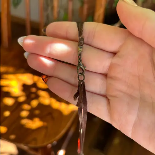 Boho Brass Stone Necklace Red