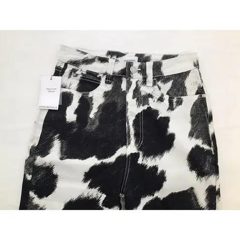 We Wore What  Womens Size 26 Stiletto Slit Black White Cow Print Skinny Pants