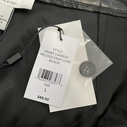 H by Halston New Halston Faux Leather High Rise Straight Leg Ankle Pants Black