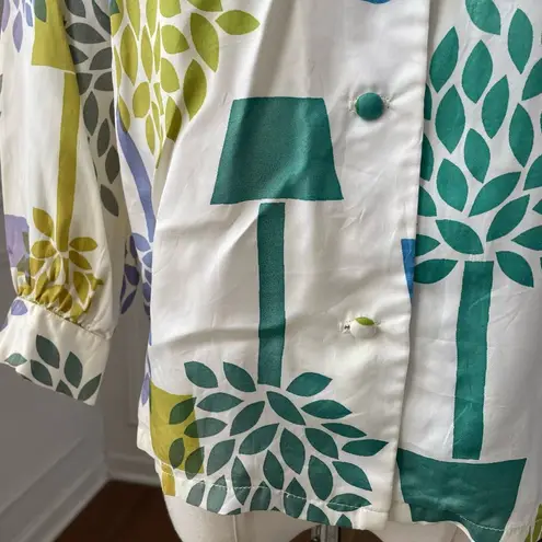 Vintage 60s Ilene Ricky Mod Print Outfit Blouse Cigarette Pants XXS Blue