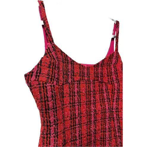 Endless Rose NWT Anthro Red / Pink Boucle Wool Blend Tweed Bustier Mini Dress S