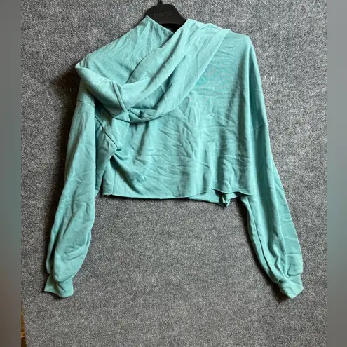 Mono B Clothing Mono B teal cropped raw hem zip up jacket - size large (L)