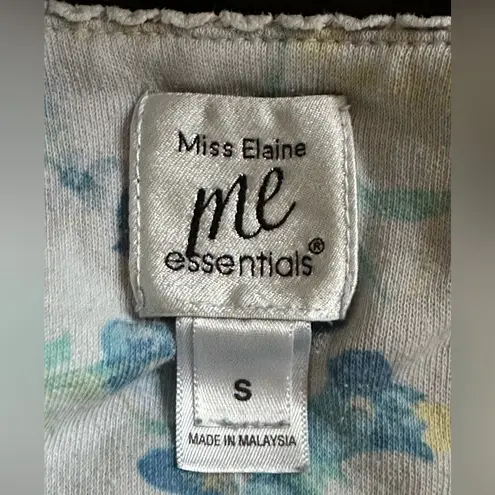 Womens Miss Elaine Essentials Soft Interlock Print Pajama Set Blue/Yellow S Blue