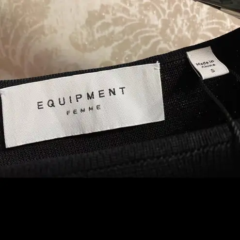 Equipment  Femme Emelienne Long Sleeve Cutout Knit Midi Dress Black Bodycon XS