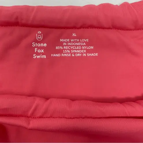 Stone Fox Swim Bijou Strappy Thong Bikini Bottom Sunset Pink High Cut Size XL