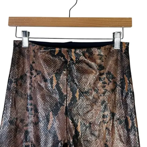 Commando Faux Leather Leggings Womens L Brown Snakeskin High Rise Stretch Shiny