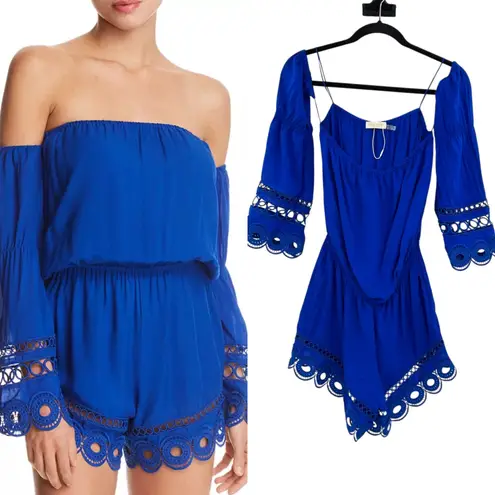 Ramy Brook Ramy Brook Markos Romper Cotton Swim Cover-Up Cobalt Royal Blue Size XS