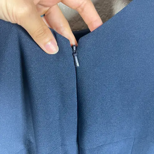 After Six Dessy Gown Size 10 Crepe V-Back Navy Blue Dress Bridesmaid Wedding