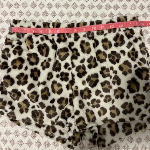 Aerie  Sherpa Boxer Fuzzy Soft Sleep Lounge Shorts Leopard Print Size Medium