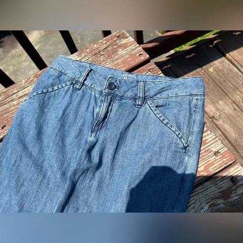 GH Bass Women's 100% Cotton Blue Chambray Denim Lightweight Capri Pants|Size:0