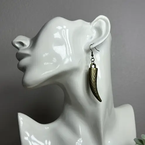 Horn shape brass tone dangle earrings